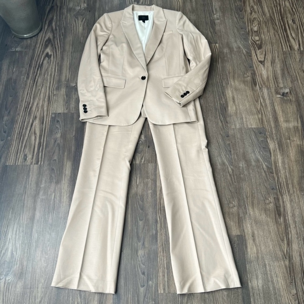 Banana Republic Tan Textured Pantsuit with Flared Trousers size 6